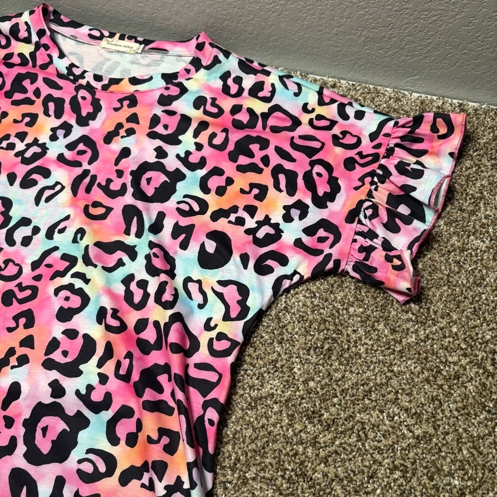 Southern Stitch Leopard Print ruffles Shirt - Picture 4 of 9